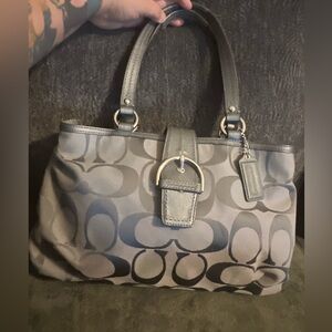 Coach Gray Signature Tote Bag